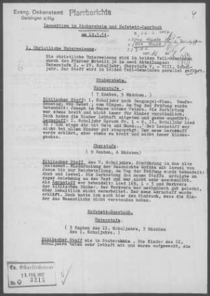 Stubersheim und Hofstett-Emerbuch: Inspektionsbericht 1954