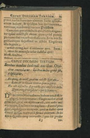 Caput Decimum Tertium. Sextus modus ludendi nucibus. Ovidius emendatur ...