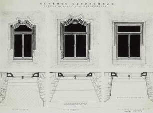 Netzschkau, Fenster des Obergeschosses des Westflügels von Schloss Netzschkau