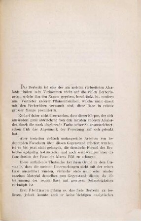 Beiträge zur Kenntnis des Berberins und des Hydroberberins : Inaugural-Dissertation ...