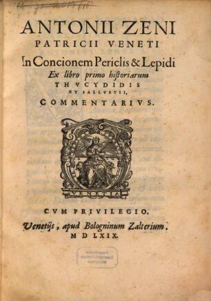 In concionem Periclis et Lepidi ex libro primo historiarum Thucydidis et Sallustii commentarius