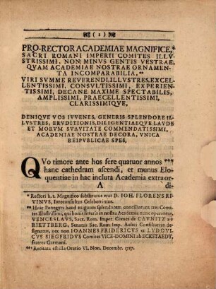 Oratio, qua necessitas litterarum humanorum in academiis diligentius excolendarum commendatur ...