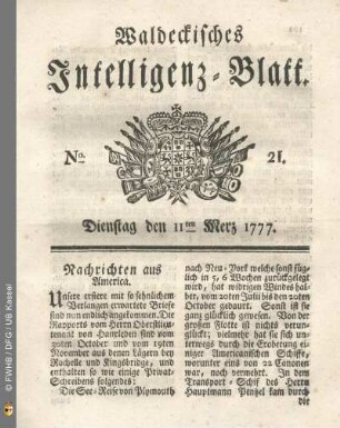 No. 21. Dienstag den 11ten Merz 1777