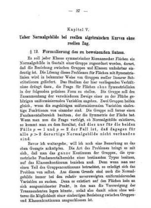 Kapitel V: Ueber Normalgebilde bei reellen algebraischen Kurven ohne reellen Zug.