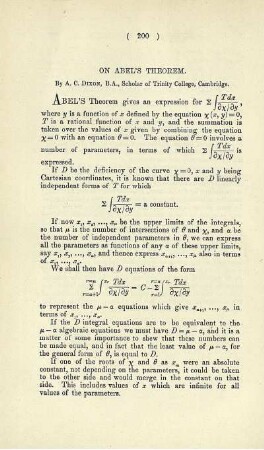 On Abel's theorem.