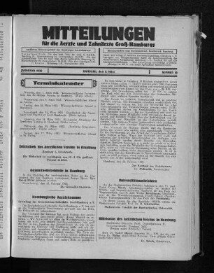 Jahrgang 1933, Hamburg, den 5. März, Nummer 10