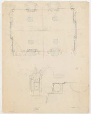 Thiersch, Friedrich von; München; Justizpalast - Wand (Teilansicht, Grundriss, Teilgrundriss)