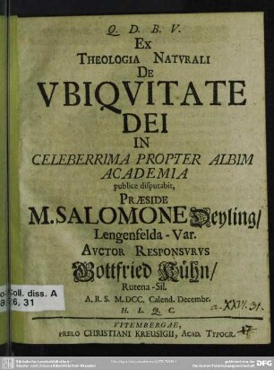 Ex theologia naturali de ubiquitate Dei