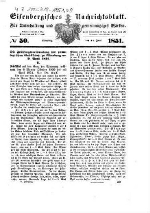 Eisenbergisches Nachrichtsblatt : für Unterhaltung und gemeinnütziges Wirken. 1851, No. 50 = 24. Juni 1851