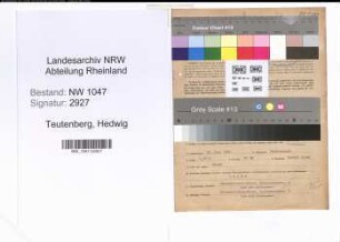 Entnazifizierung Hedwig Teutenberg , geb. 27.06.1900 (Angestellte)