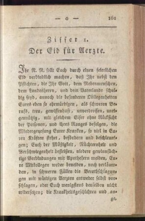 Ziffer 1. Der Eid für Aerzte