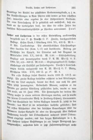 301-303 [Rezension] Denifle, Heinrich, Luther und Luthertum in der ersten Entwickelung