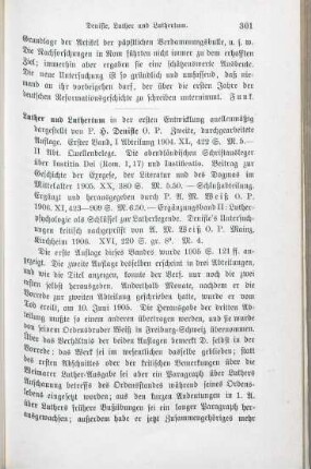 301-303 [Rezension] Denifle, Heinrich, Luther und Luthertum in der ersten Entwickelung