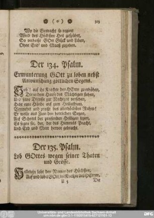 Der 134. Psalm. Ermunterung Gott zu loben nebst Anwünschung göttlichen Segens.