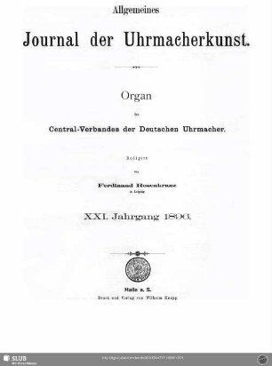 21.1896: Allgemeines Journal der Uhrmacherkunst