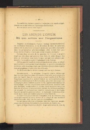 Les abus de l'opium. Et son action sur l'organisme.