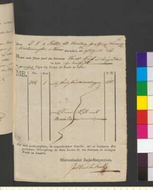 Brief von Marienbad, Brunneninspektor in (Unterzeichner: Wendelin Gradl) an Goethe, Johann Wolfgang von