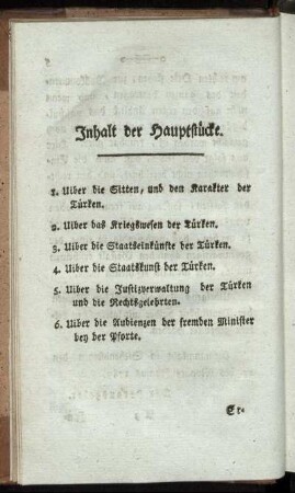 Inhalt der Hauptstücke.
