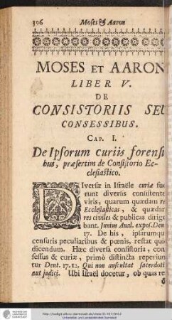 MOSES ET AARON LIBER V. DE CONSESSIBUS.