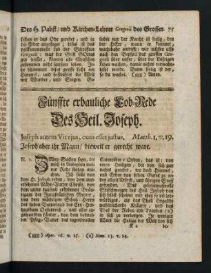 75-111, Fünffte erbauliche Lob-Rede des Heil. Joseph - Sechste erbauliche Lob-Rede des Heil. Vincentii Ferrerii