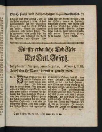 75-111, Fünffte erbauliche Lob-Rede des Heil. Joseph - Sechste erbauliche Lob-Rede des Heil. Vincentii Ferrerii