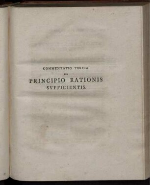 Commentatio tertia de principio rationis sufficientis.