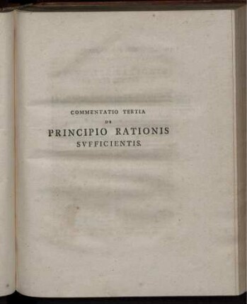 Commentatio tertia de principio rationis sufficientis.