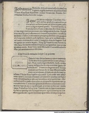 De omnibus ingeniis augendae memoriae : mit Widmungsbrief des Autors an Alovisius Manens