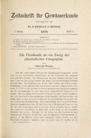 Zeitschrift für Gewässerkunde. 1. 1898