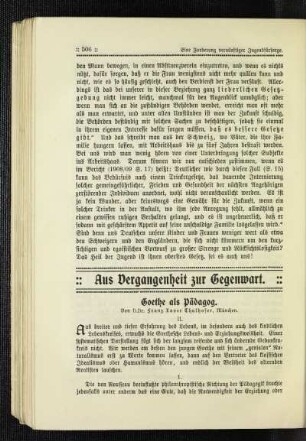 Goethe als Pädagog : [Fortsetzung]