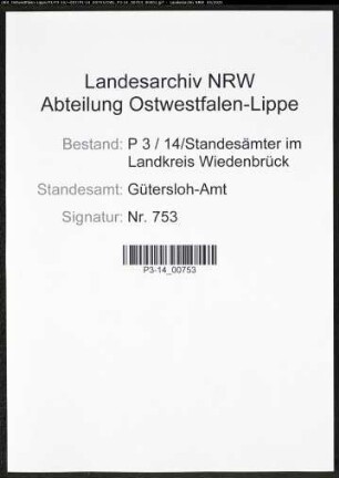 Heiratsregister Standesamt Gütersloh-Amt