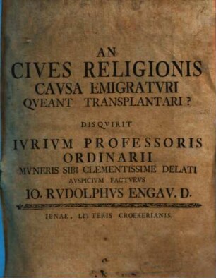 An cives religionis causa emigraturi queant transplantari?