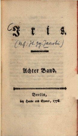 Iris : Vierteljahresschrift für Frauenzimmer, 8. 1776