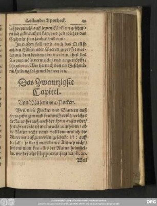 Das Zwantzigste Capitel. Von Masern und Pocken.
