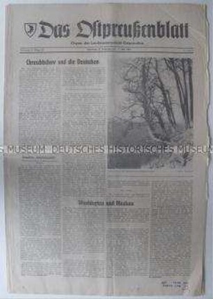 Wochenzeitung der Landsmannschaft Ostpreußen u.a. zum Verhältnis zwischen der Sowjetunion und Deutschland