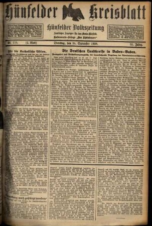Zweite Ausgabe vom Dienstag, den 24. September 1929.