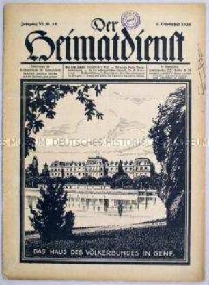 Mitteilungsblatt der Reichszentrale für Heimatdienst überwiegend zum Thema Völkerbund