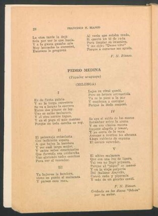 Pedro Medina : (Payador uruguayo). - (Milonga)