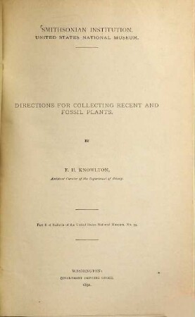 Directions for collecting recent and fossil plants