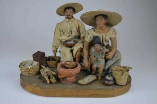 Szene/Diorama mit Genrefiguren "Straßenküche"