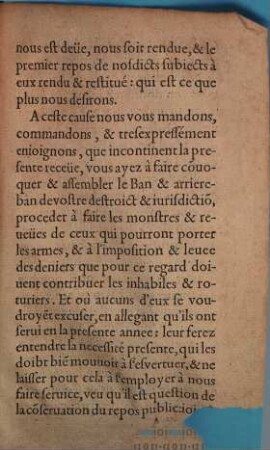 Lettres patentes du Roy ... pour la convocation du ban ...