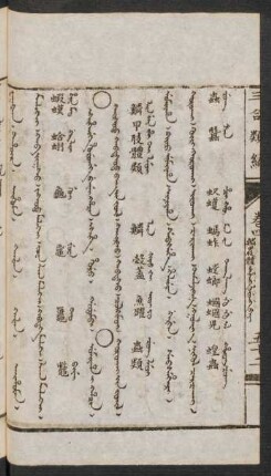 Umiyaha i hacin = Qoruqai-yin jüil [Quruqai jiv jujil] = 蟲類