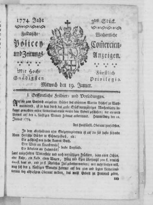 3tes Stück., Ausgabe vom 19. Januar 1774