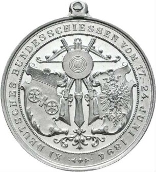 Medaille von Jörgum und Trefz auf das XI. Deutsche Bundesschießen in Mainz 1894 - Medaille