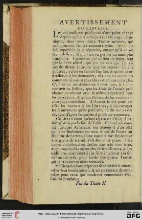 Avertissement du libraire
