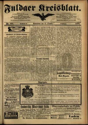 Zweite Ausgabe vom Samstag, den 12. Oktober 1907.