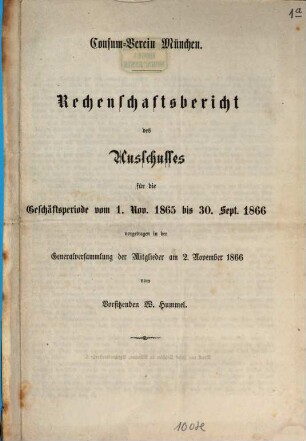Rechenschaftsbericht. 1865/66 (1866)