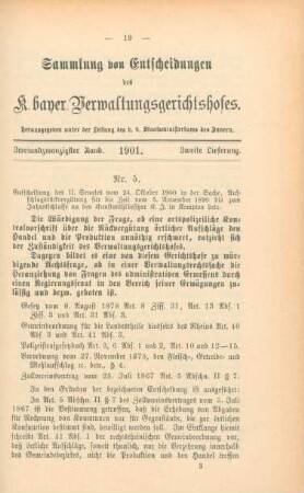 Zweiundzwanzigster Band. 1901. Zweite Lieferung. - Nr. 5. - Nr. 8.