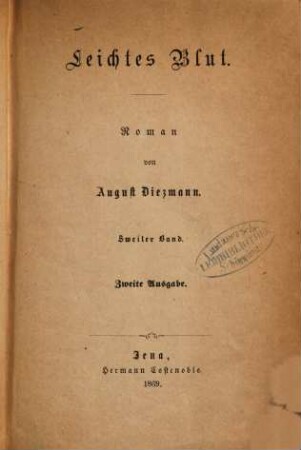 Leichtes Blut : Roman von August Diezmann, 2