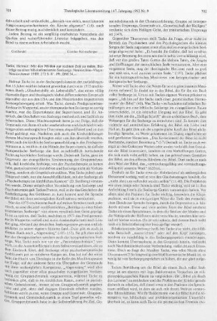 701-703 [Rezension] Tacke, Helmut, Mit den Müden zur rechten Zeit zu reden